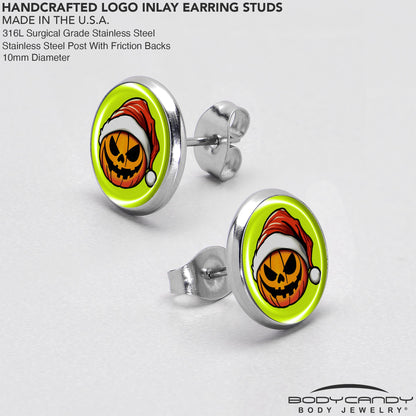Christmas Holiday Santa Hat Pumpkin Stud Earrings by Onyx O