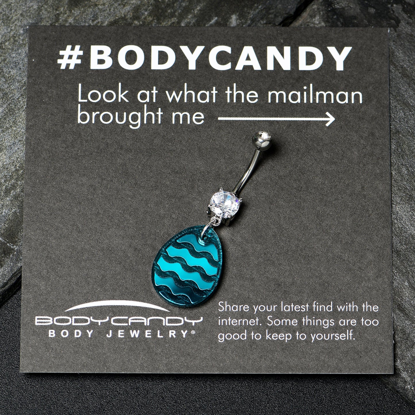 Clear Gem Festive Easter Decorated Egg Dangle Belly Ring