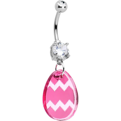Clear Gem Pink Easter Decorated Egg Dangle Belly Ring
