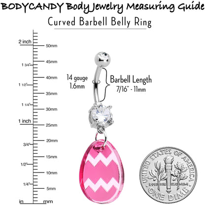 Clear Gem Pink Easter Decorated Egg Dangle Belly Ring