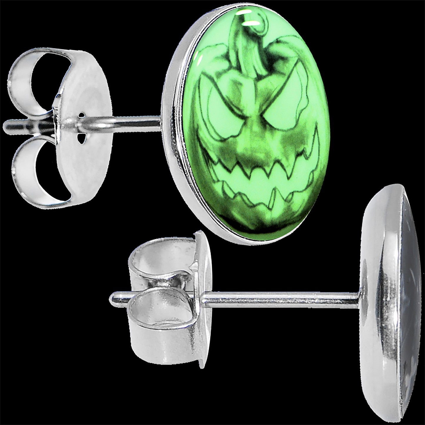Bad Jack O' Lantern Glow in the Dark Stud Earrings