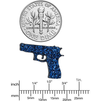Blue Glitter Gun Stud Earrings Set