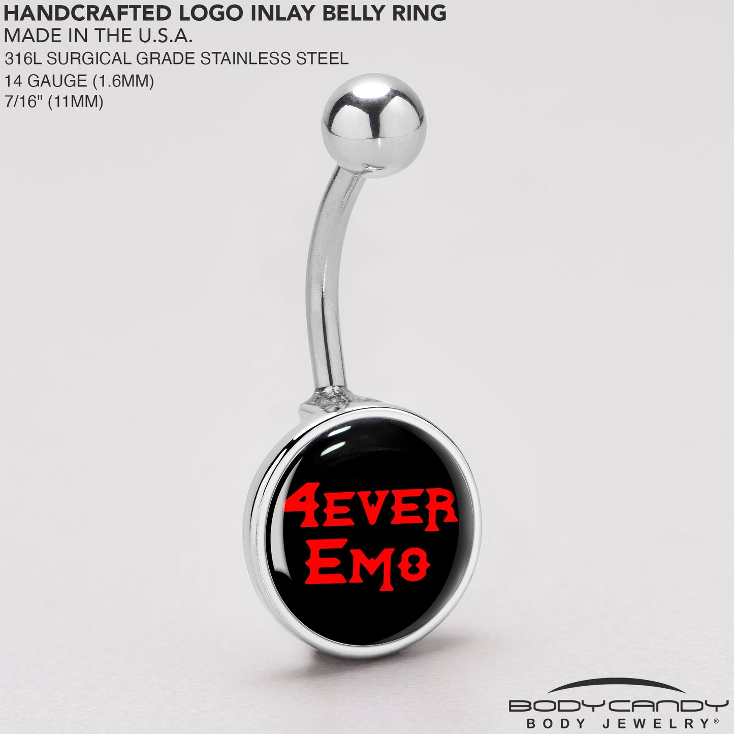 Black Red 4 Ever Emo Belly Ring by Onyx O