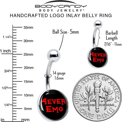 Black Red 4 Ever Emo Belly Ring by Onyx O