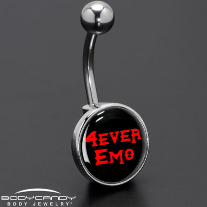 Black Red 4 Ever Emo Belly Ring by Onyx O