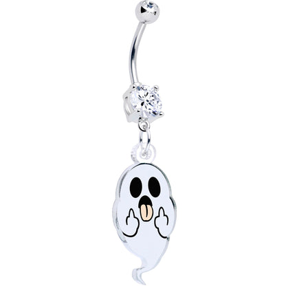 Acrylicious Sassy Spirit Middle Finger Ghost Dangle Belly Ring by Onyx O