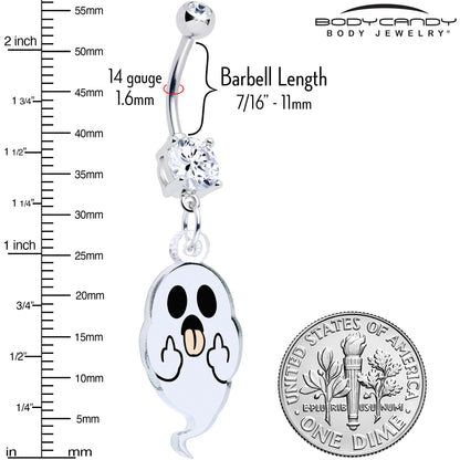Acrylicious Sassy Spirit Middle Finger Ghost Dangle Belly Ring by Onyx O