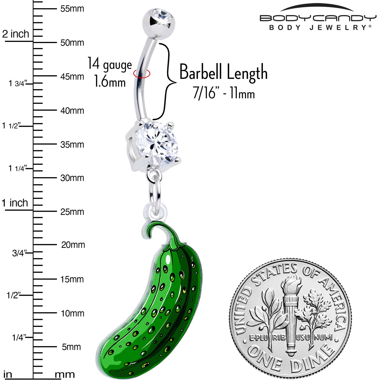 Acrylicious  Funky Green Pickle Dangle Belly Ring by Onyx O