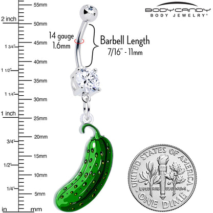 Acrylicious  Funky Green Pickle Dangle Belly Ring by Onyx O