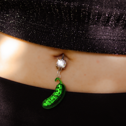Acrylicious  Funky Green Pickle Dangle Belly Ring by Onyx O