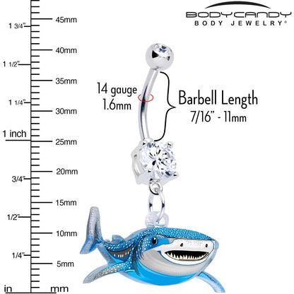 Acrylicious Attack Swimming Shark Dangle Belly Ring by Onyx O