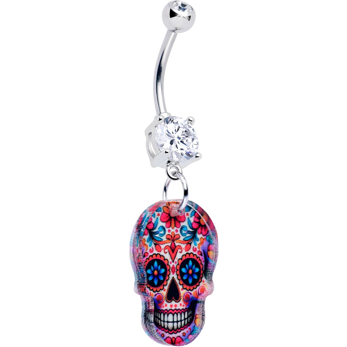Acrylicious Happy Sugar Skull Dangle Belly Ring