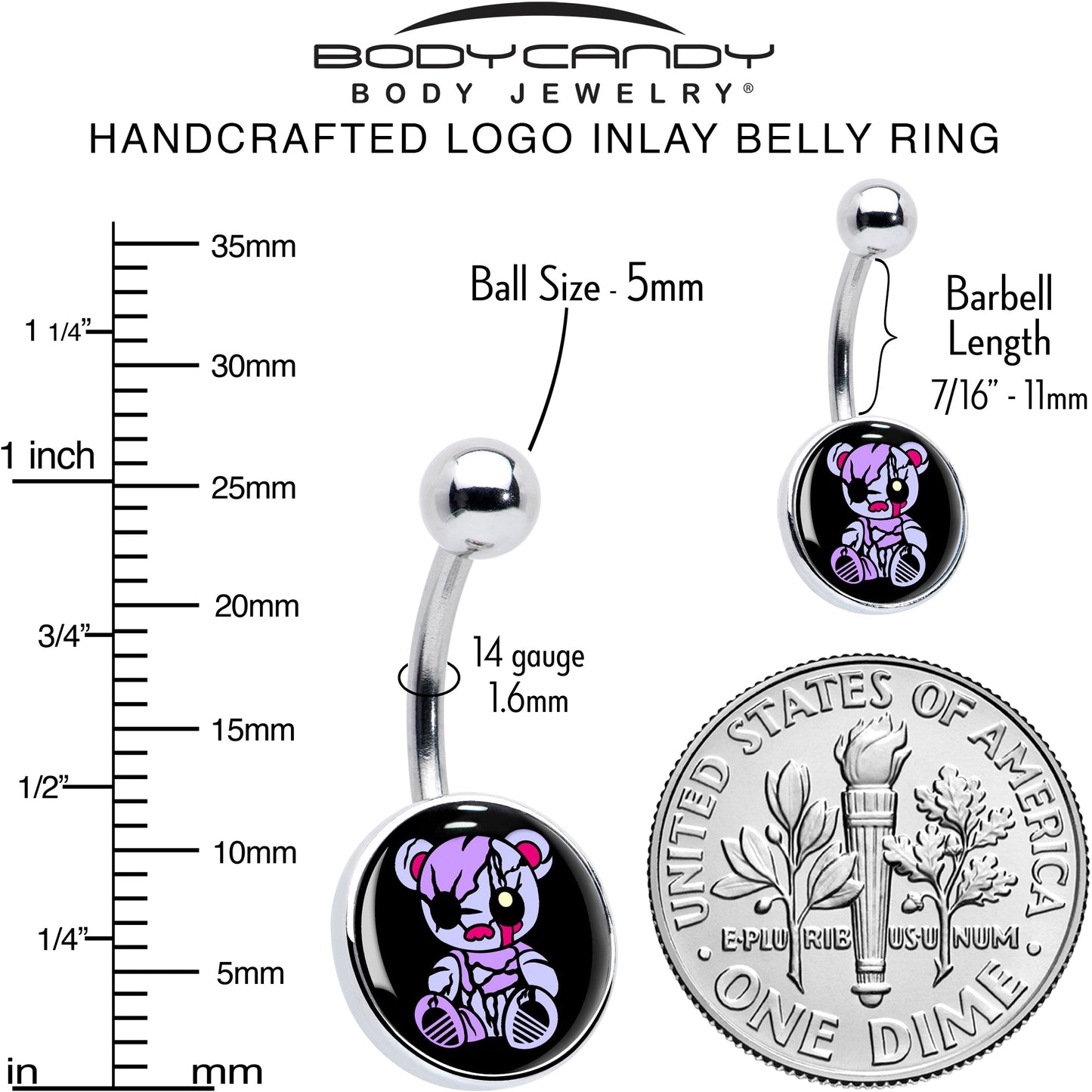 Attitude Teddy Bear Belly Ring by Onyx O