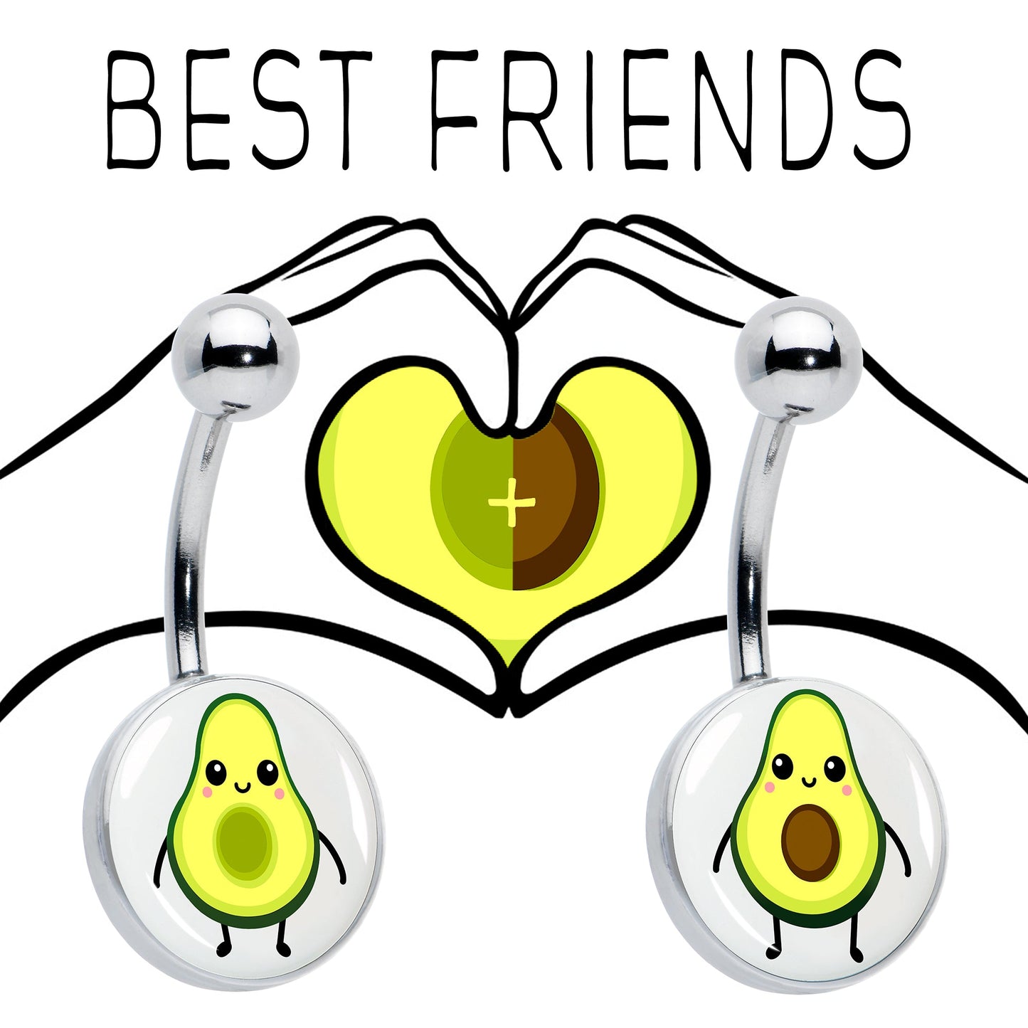 Avocado Oh BFF Set of 2 Belly Rings by Onyx O