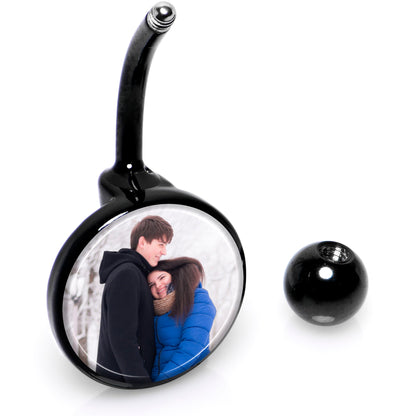 Black Anodized Titanium Custom Photo Belly Ring
