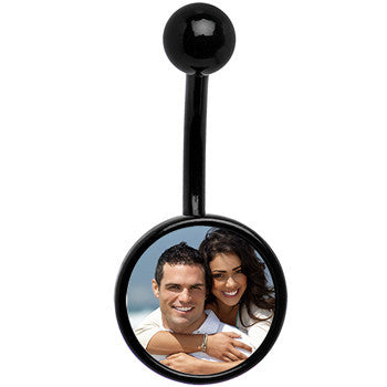 Black Anodized Titanium Custom Photo Belly Ring