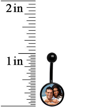 Black Anodized Titanium Custom Photo Belly Ring