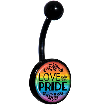 Rainbow Love and Pride Black Belly Ring