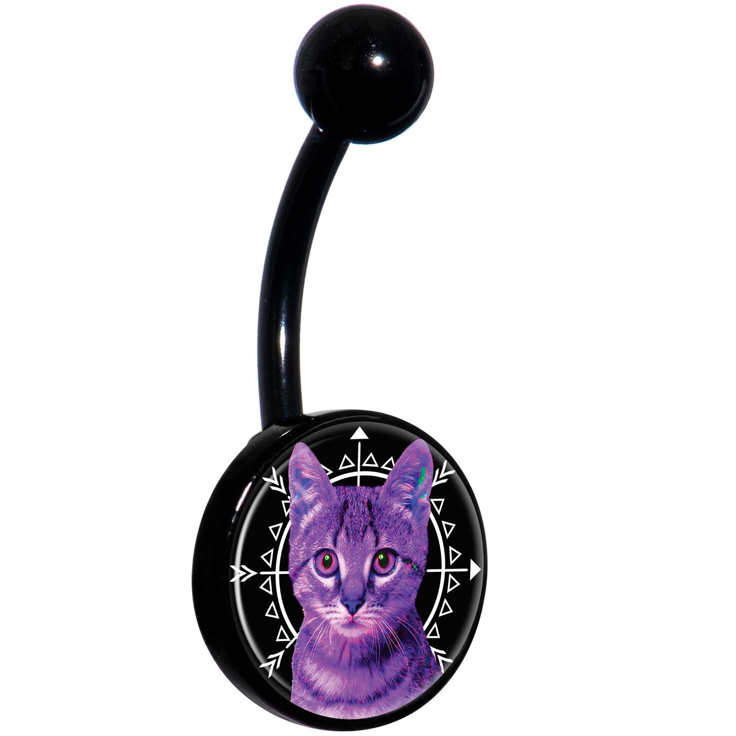 Boho Fuchsia Kitty Cat Black Belly Ring