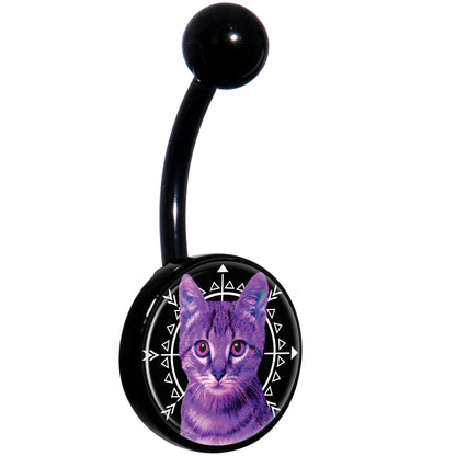 Boho Fuchsia Kitty Cat Black Belly Ring
