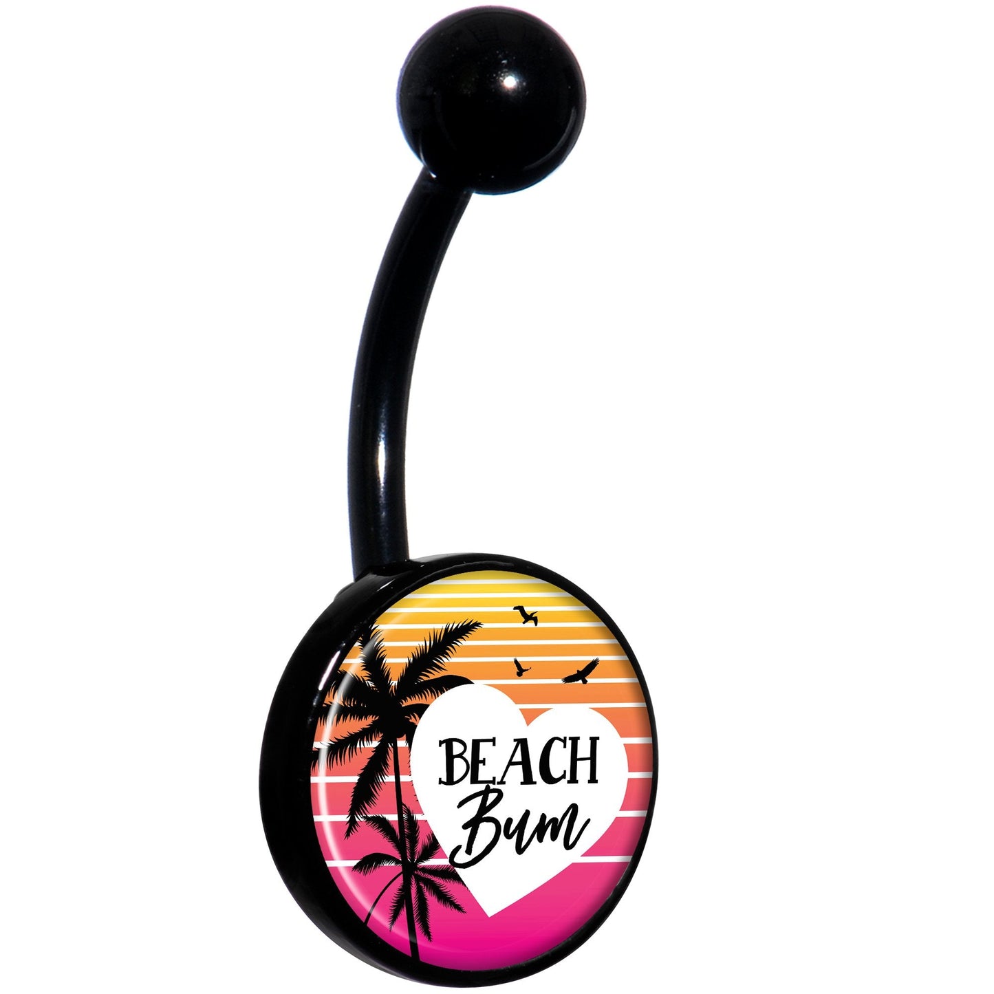 Tropical Paradise Beach Bum Black Belly Ring