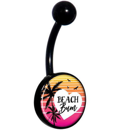 Tropical Paradise Beach Bum Black Belly Ring