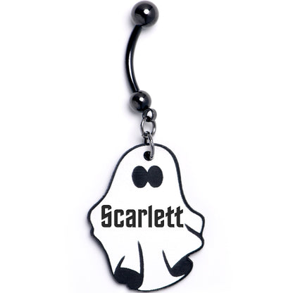 Custom Black Halloween Ghost Personalized Dangle Belly Ring