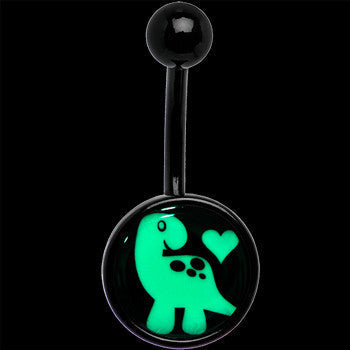 Black Glow in the Dark Cute Dinosaur Belly Ring