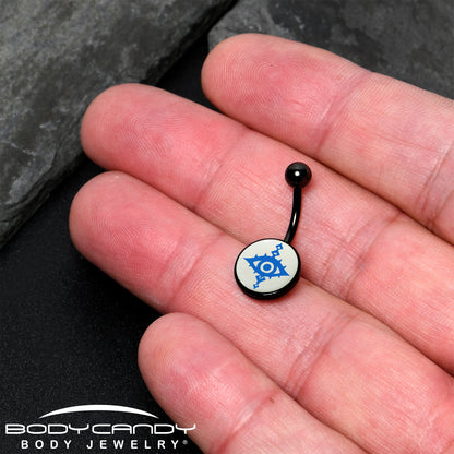 Black Anodized Glow in the Dark Evil Eye Belly Ring by Onyx O