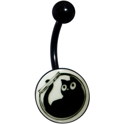 Glow in the Dark Fishbowl Kitty Cat Belly Ring by Onyx O