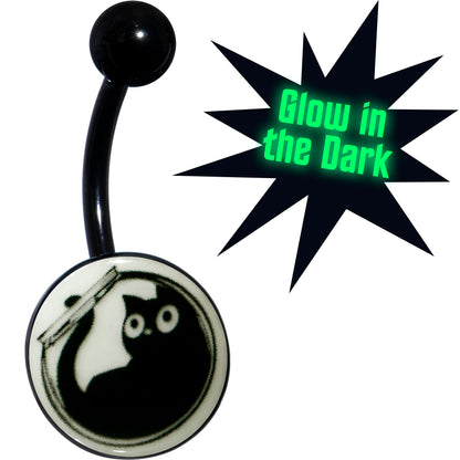 Glow in the Dark Fishbowl Kitty Cat Belly Ring by Onyx O