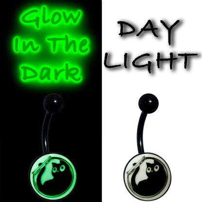 Glow in the Dark Fishbowl Kitty Cat Belly Ring by Onyx O