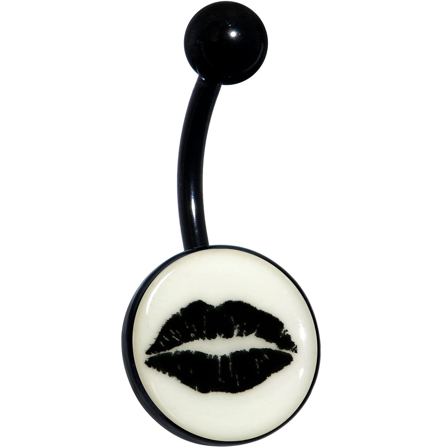 Black Glow in the Dark Lipstick Kiss Mark Belly Ring by Onyx O