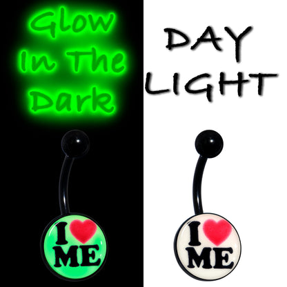 Black Glow in the Dark I Love Me Belly Ring by Onyx O