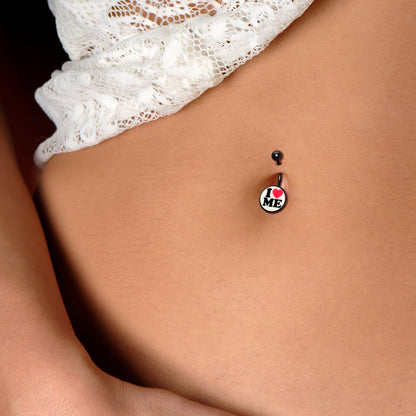 Black Glow in the Dark I Love Me Belly Ring by Onyx O