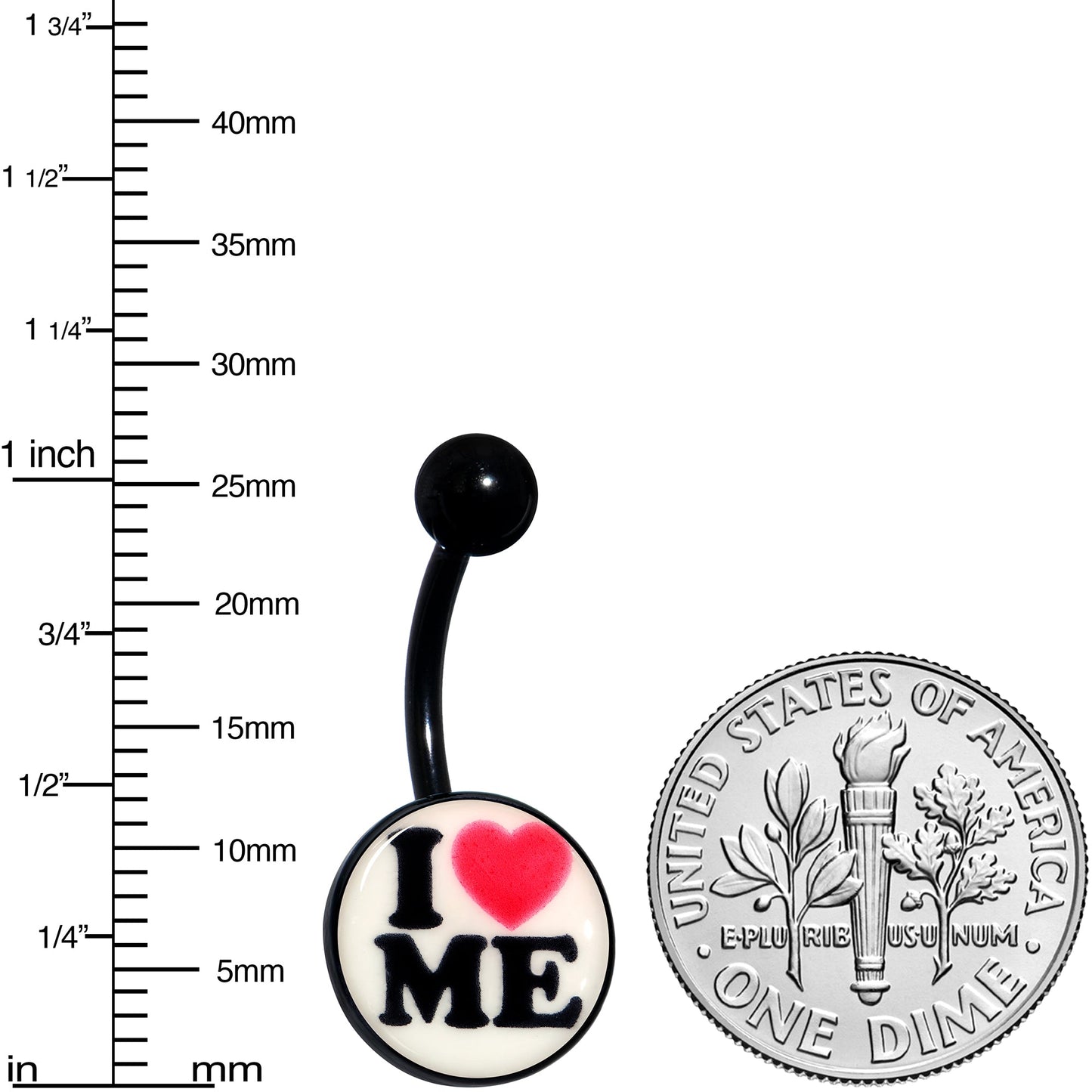 Black Glow in the Dark I Love Me Belly Ring by Onyx O