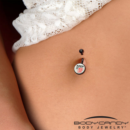Glow in the Dark Black Keep it 100 Belly Ring by Onyx O