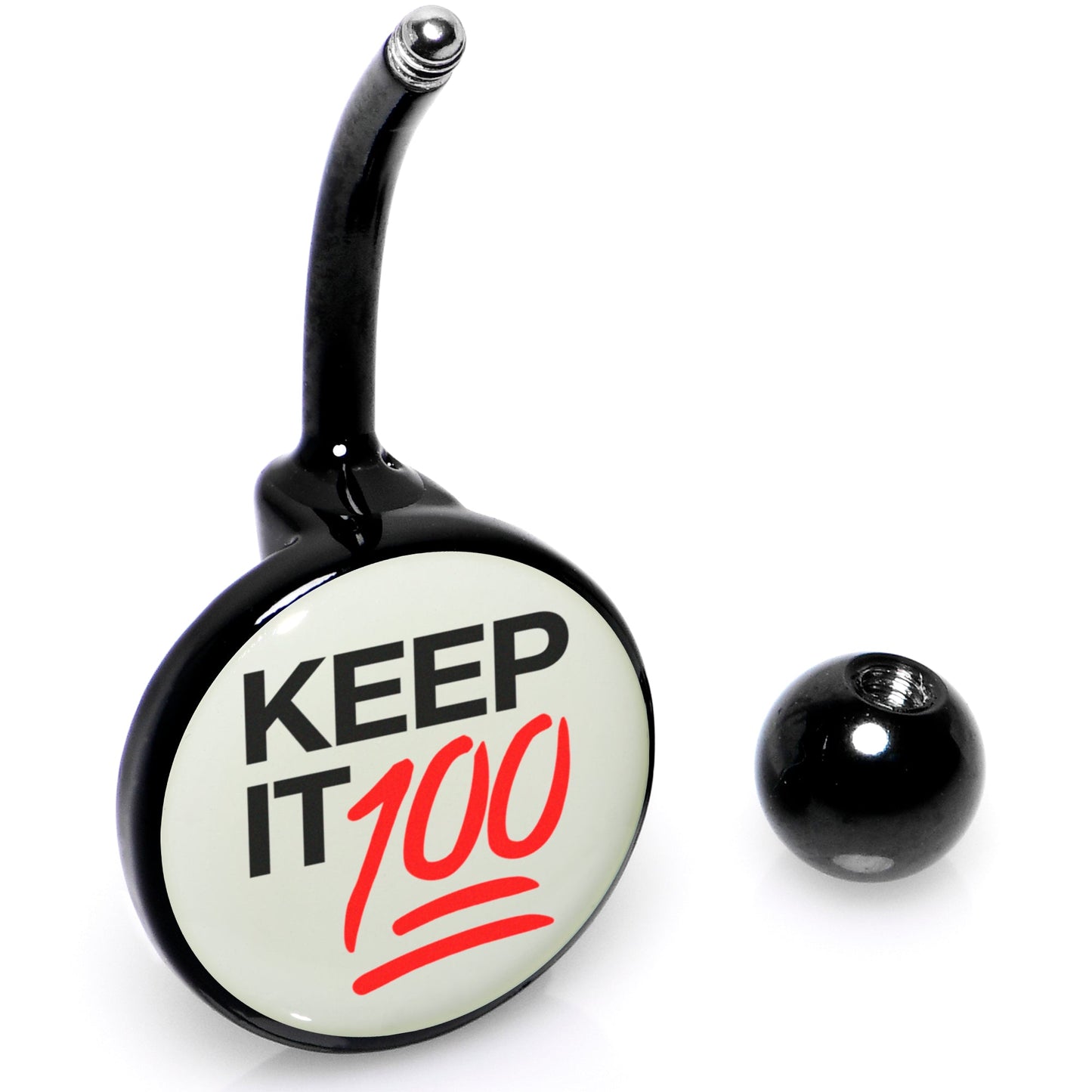 Glow in the Dark Black Keep it 100 Belly Ring by Onyx O