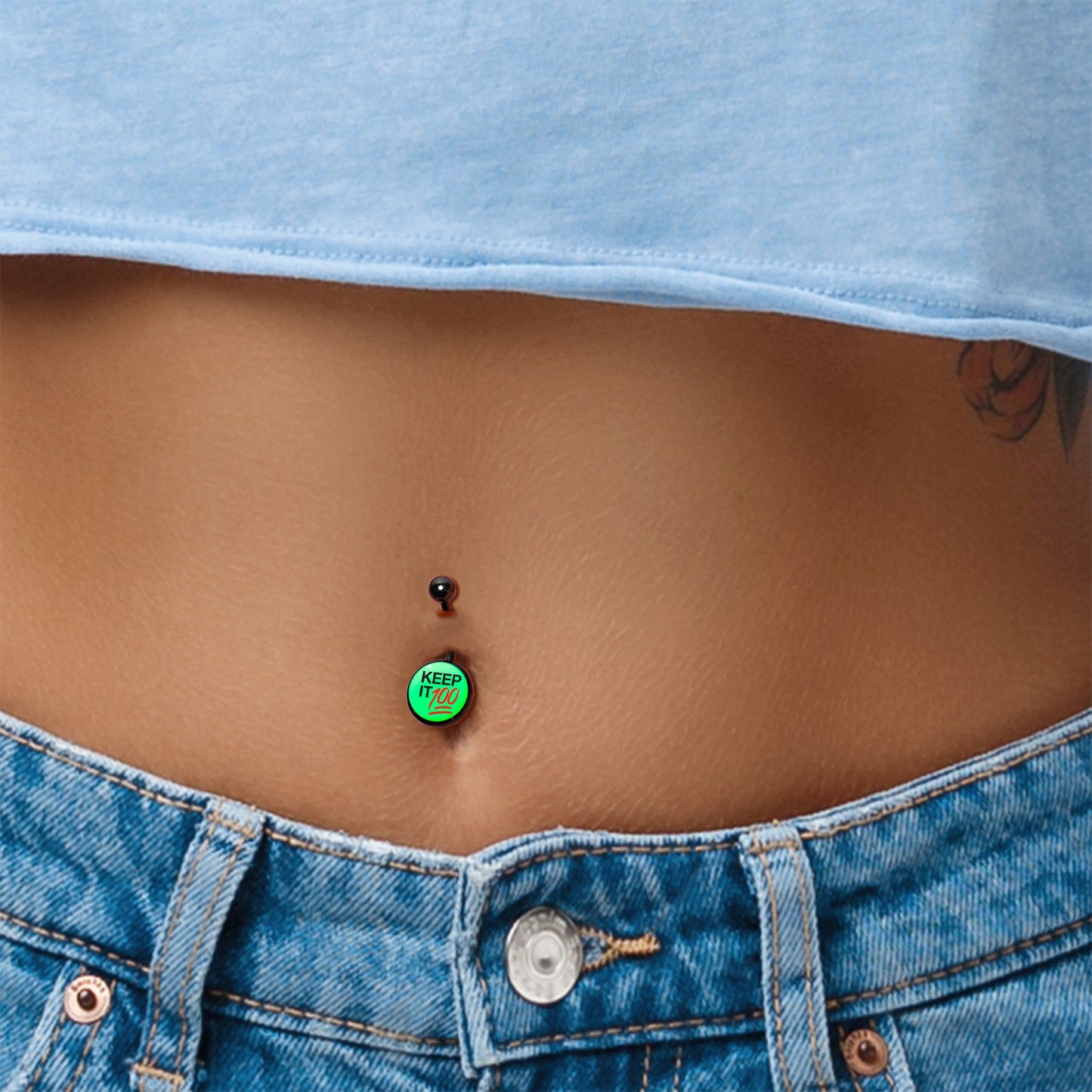 Glow in the Dark Black Keep it 100 Belly Ring by Onyx O