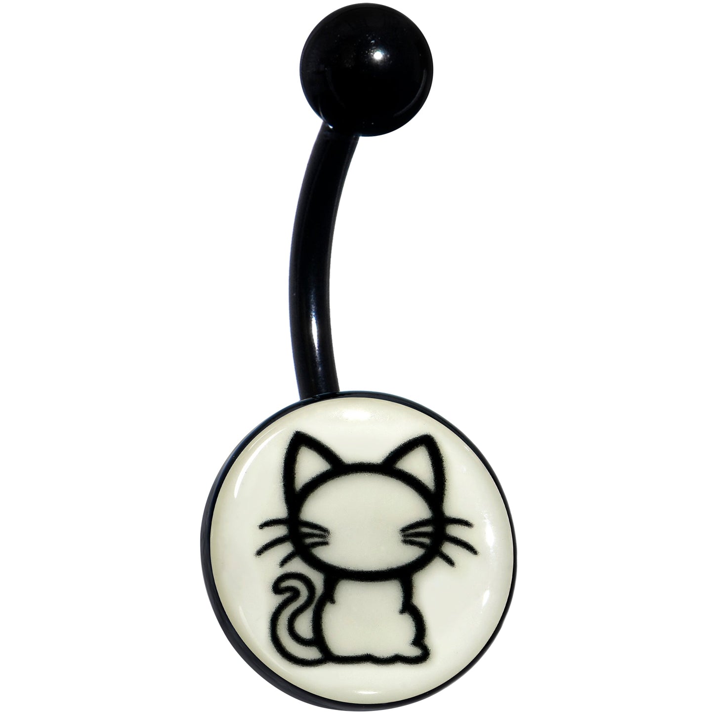 Black Anodized Glow in the Dark Kitty Cat Belly Ring by Onyx O
