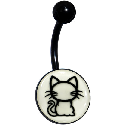 Black Anodized Glow in the Dark Kitty Cat Belly Ring by Onyx O