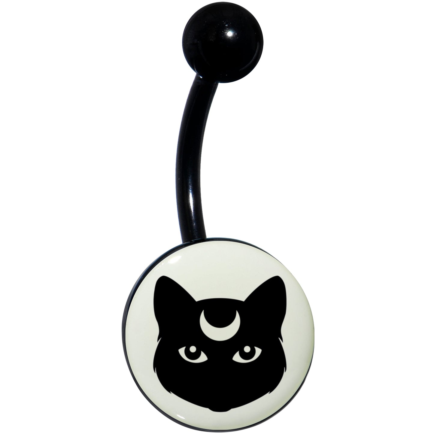 Glow in the Dark Mystic Kitty Cat Belly Ring by Onyx O