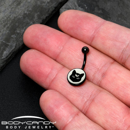Glow in the Dark Mystic Kitty Cat Belly Ring by Onyx O