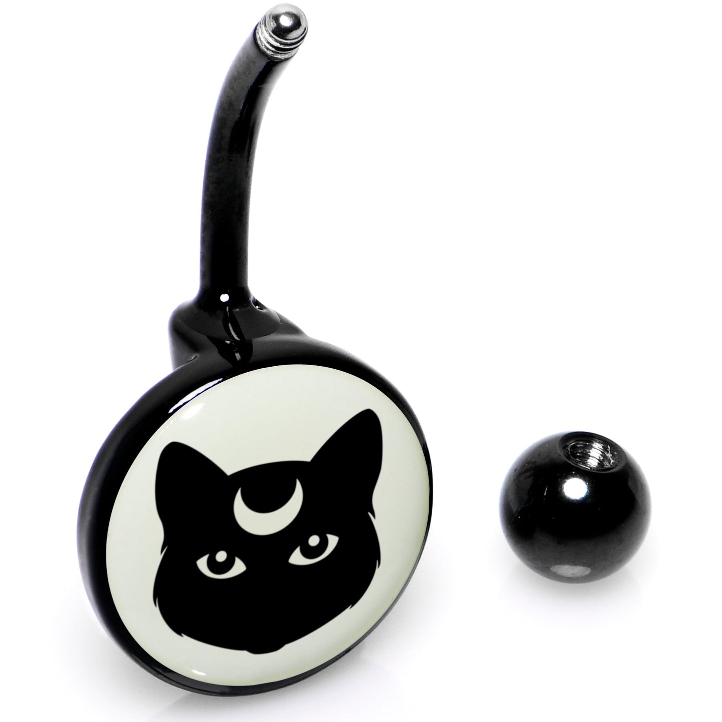 Glow in the Dark Mystic Kitty Cat Belly Ring by Onyx O