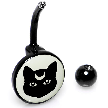 Glow in the Dark Mystic Kitty Cat Belly Ring by Onyx O