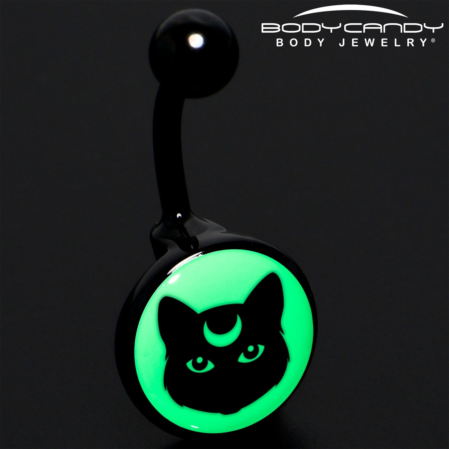 Glow in the Dark Mystic Kitty Cat Belly Ring by Onyx O