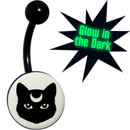 Glow in the Dark Mystic Kitty Cat Belly Ring by Onyx O