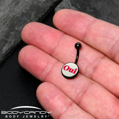 Black Anodized Glow in the Dark OUI Belly Ring by Onyx O