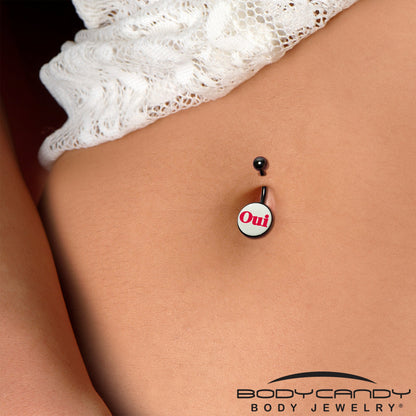Black Anodized Glow in the Dark OUI Belly Ring by Onyx O