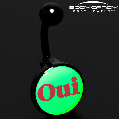 Black Anodized Glow in the Dark OUI Belly Ring by Onyx O